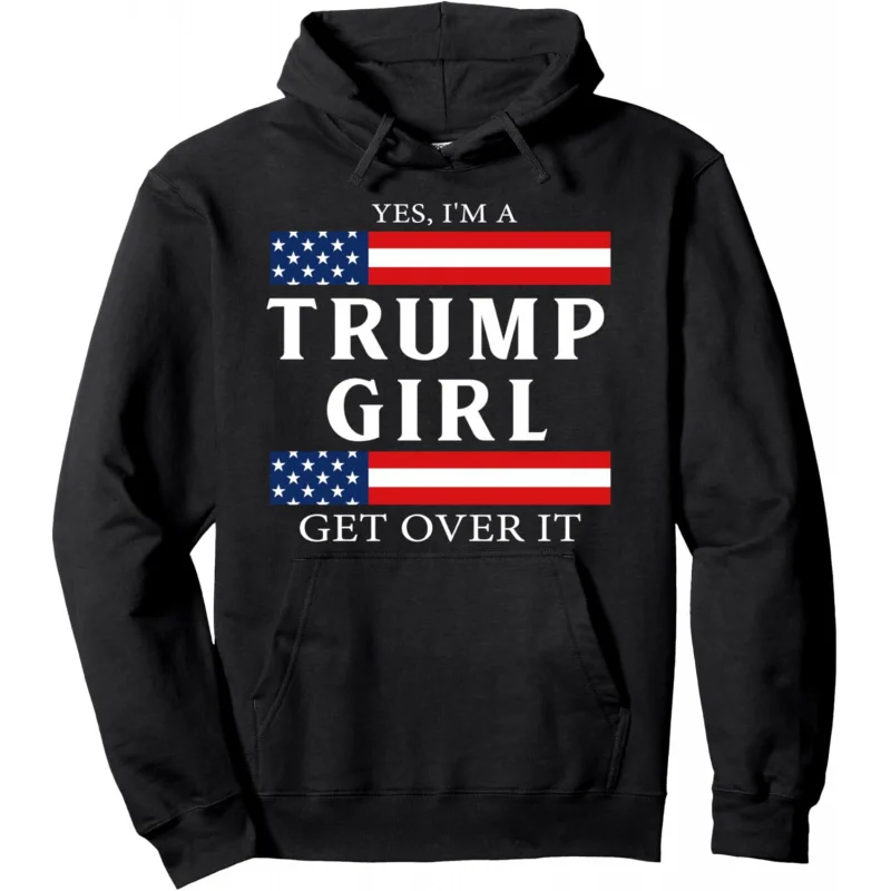 

Men's and Women's Sports Leisure Fashion Long Sleeve Patriotic Pride Trump Voting American Flag Design Hoodie Hoodie