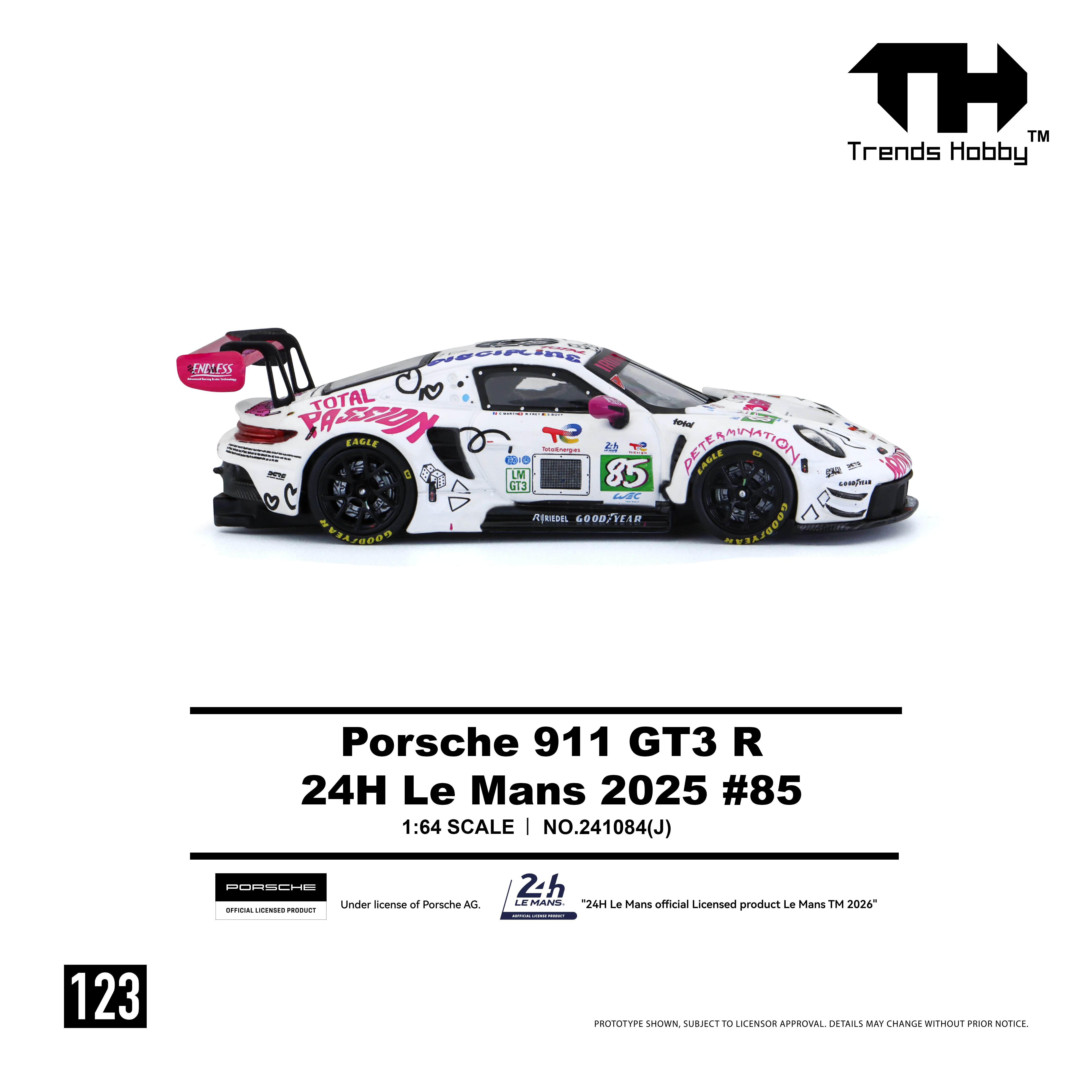 Trends Hobby 1/64 Porsche 911 GT3 R IRON DAMES # 85 LMGT3 Renn-Miniaturmodell Spielzeugauto mit Freilauf-Rädern, Sammlerstück als Geschenk – Detail 4