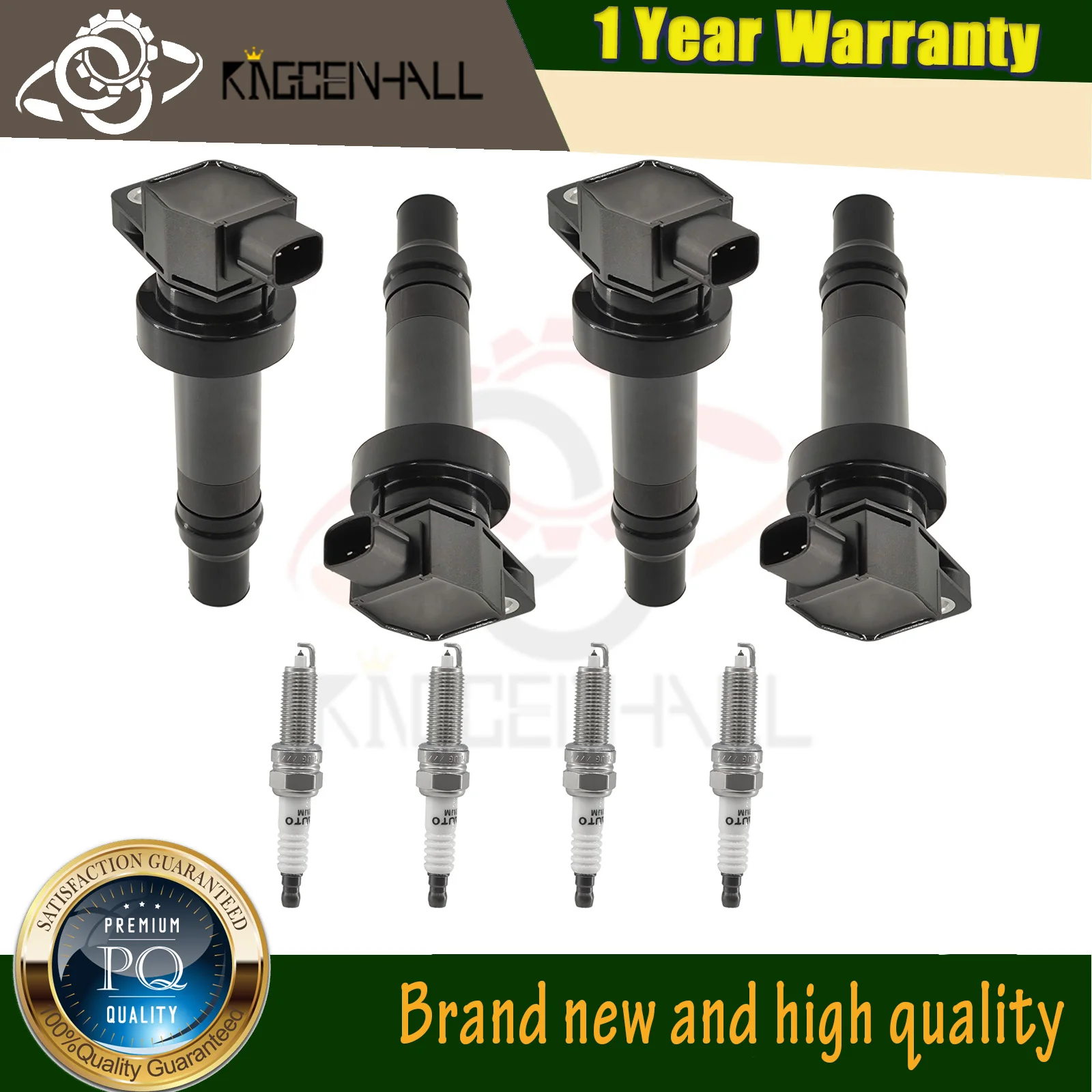 

0 986 221 063 27301-2B010 IC16131 4PCS Ignition Coil & 4PCS Spark Plug Compatible with Kia Soul Rio 1.6L HYUNDAI i30 1.4L CU1331