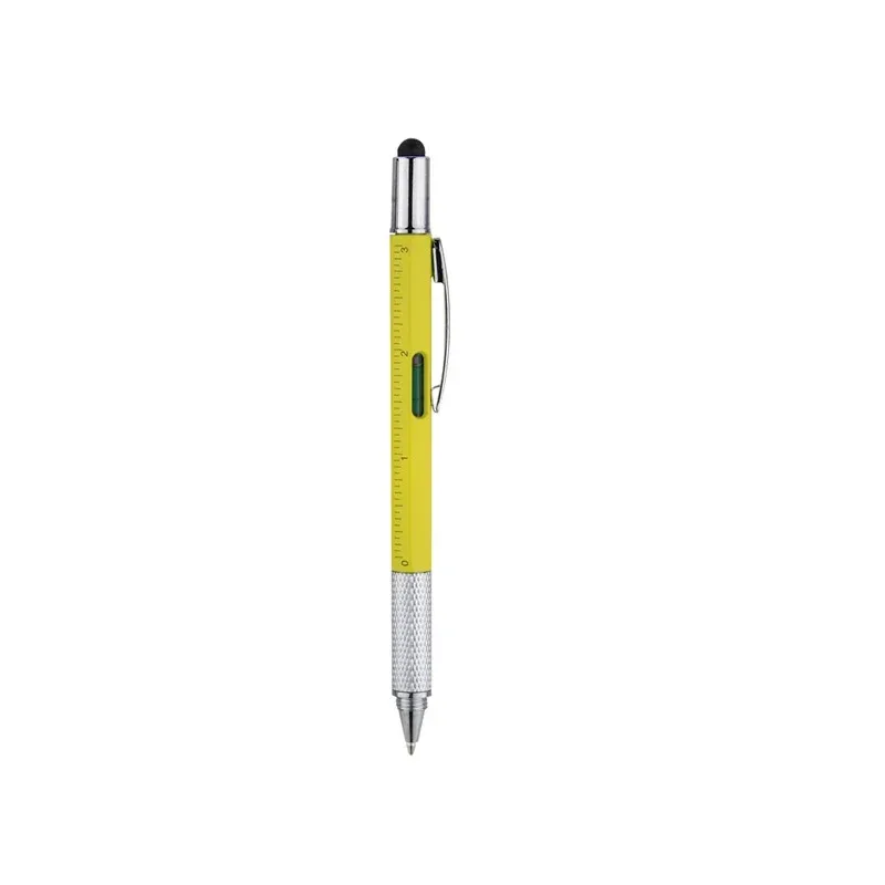 Stylo à bille multifonction 7 en 1, avec outil portatif moderne, mesure règle technique, tournevis, stylet pour écran tactile, niveau à bulle