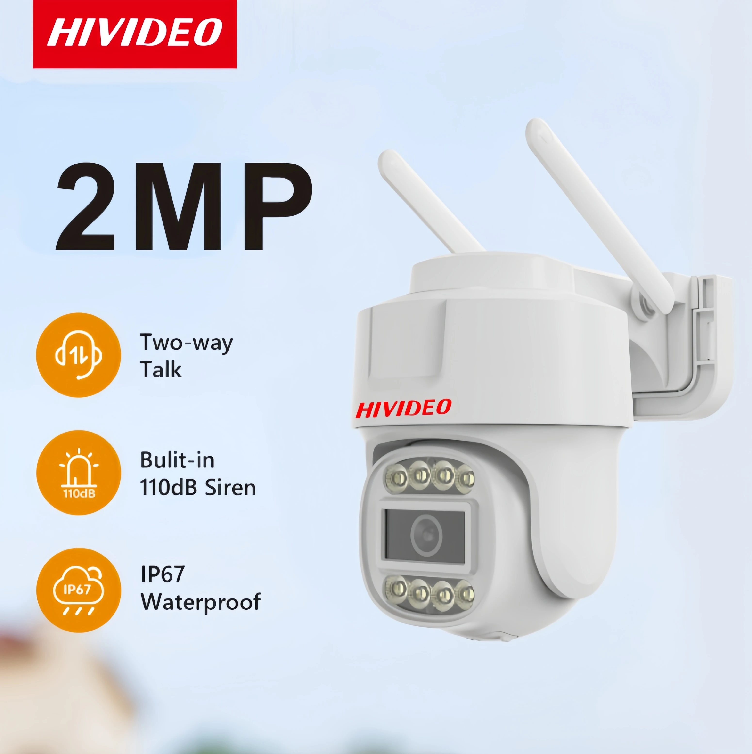 

HIVIDEO Black and White WiFi Camera PTZ Outdoor Dual Len 2MP CCTV Security IP Camera Surveillance Camera
