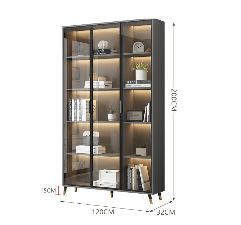 Modern Home Bookshelf Glass Door Simple Combination Bookcase Wine Cabinet Storage Living Room Furniture Office Dining - view 4
