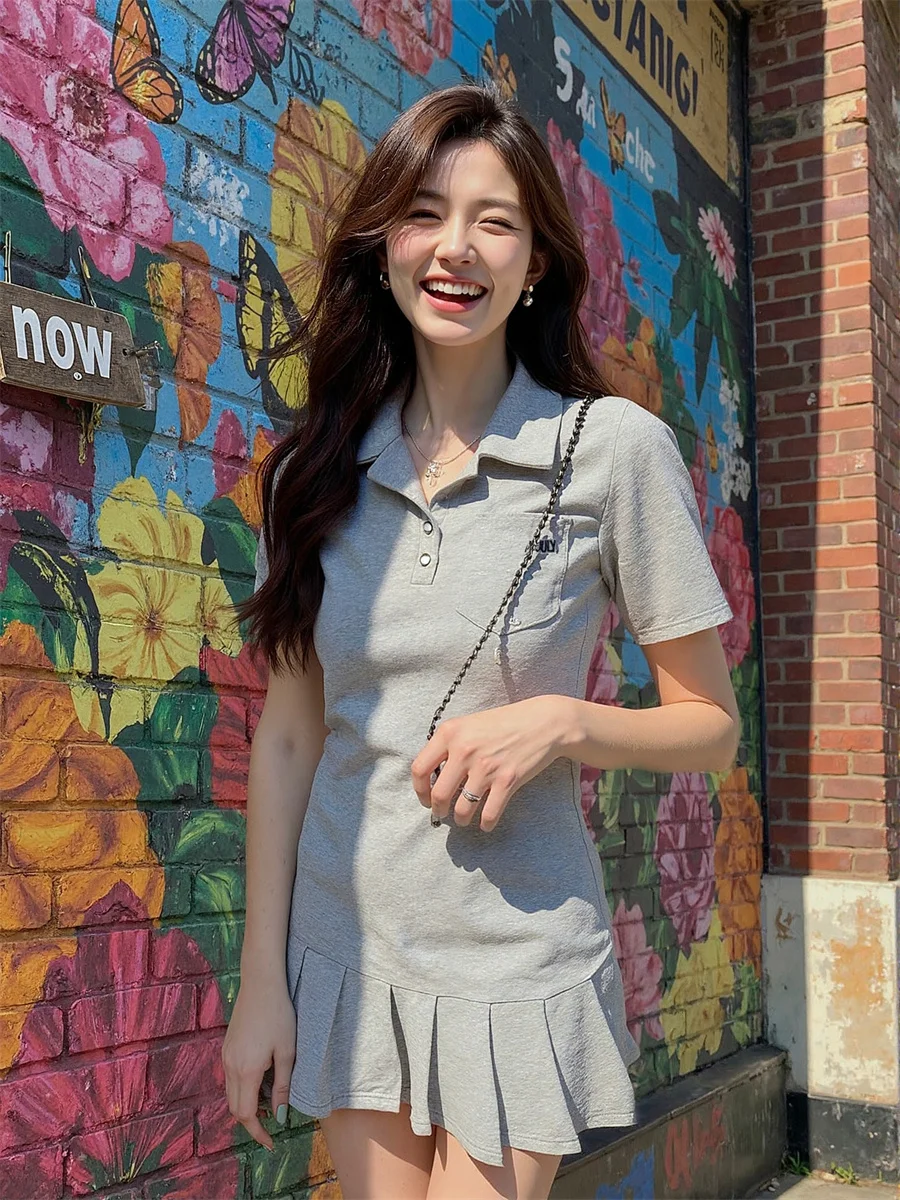 Abiti casual da donna Stile sportivo Pieghettato Vintage Retro Modello a pois Cerchio Altalena Svasata A-Line Dolce femminile Elegante