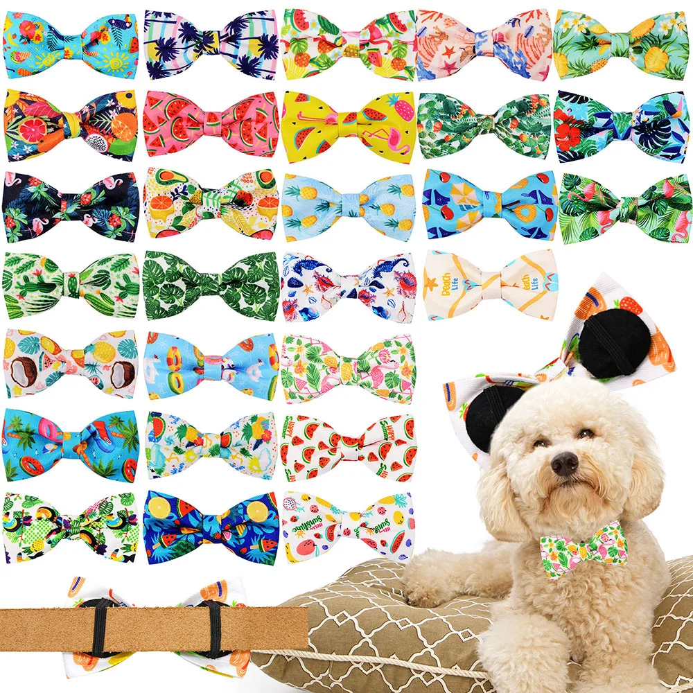 10PCS Adjustable Dog Bow Tie Collar Pet Bow Dog Cat Party Bowties Neckties Handmade Bow Pet Grooming Accessories