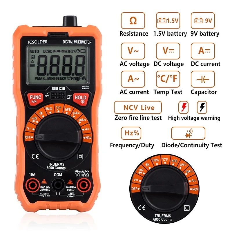 QHTITEC DM003 Multitester automatico digitale gamma automatica senza contatto Tester di rilevamento della tensione amperometro misuratore di