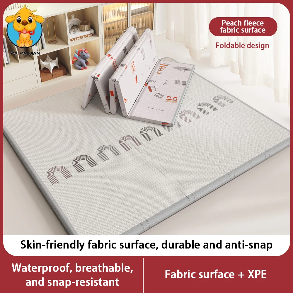 

Персиковый бархатный коврик для ползания XPE, утолщенная ткань, складной детский коврик для ползания, пенопластовый коврик без запаха для дома и гостиной