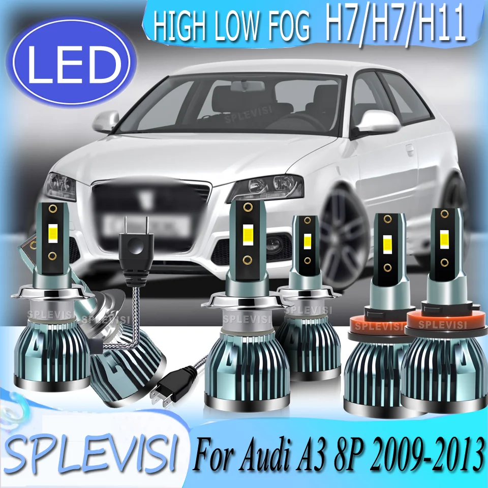 

Dustproof and waterproof Night Safety LED Headlight high low beam foglight H7 H7 H11 For Audi A3 8P 2009 2010 2011 2012 2013