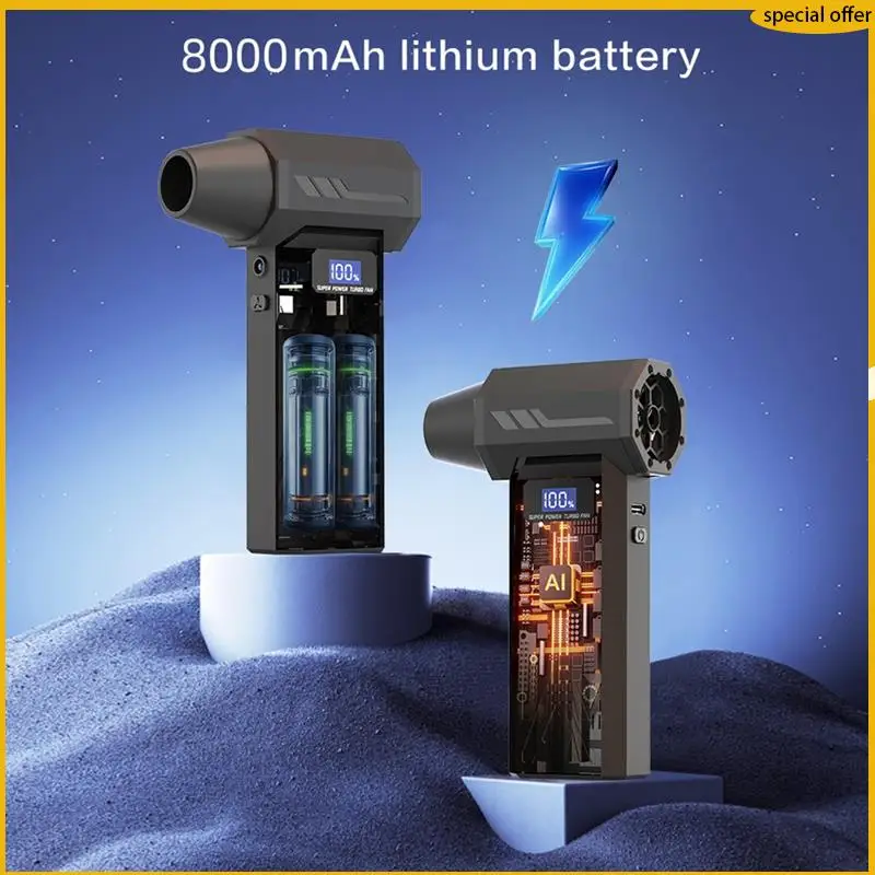 

A50I Беспроводной портативный воздуходувка с 4-ступенчатой регулировкой Турбоструйный вентилятор Светодиодное освещение Дисплей аккумулятора Пылесос сжатого воздуха