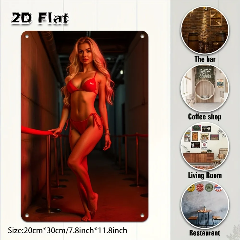 

Funny Bikini Lady Wall Art, Durable Metal Sign for Home Bar Cafe Garage, Perfect Halloween Christmas Gift.