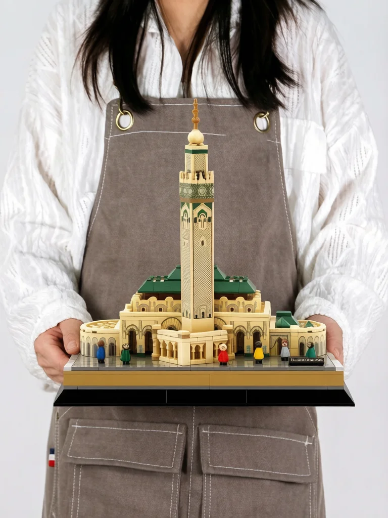 Casablanca Architektur Ziegelstein Hassan II Moschee Kreatives Baustein-Modell Bausatz Spielzeug Sammlerstück als Geschenk – Detail 2
