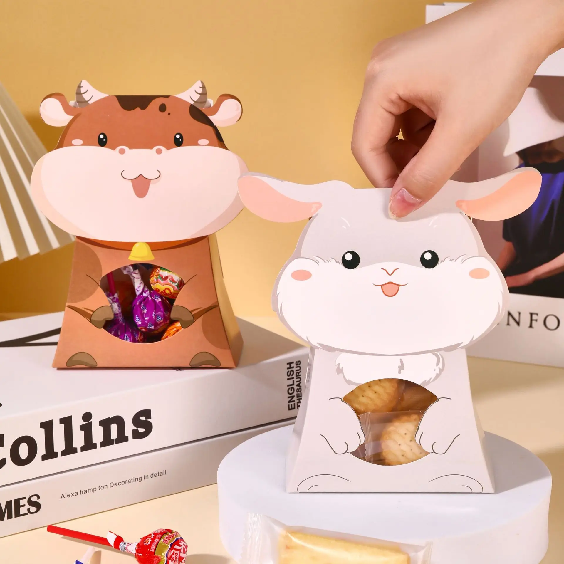 6pcs Jungle Animals Party Candy Bags Sheep Eid Mubarak Gift boxes Happy Al Adha For Kids Birthday Supplies Baby Shower Favor