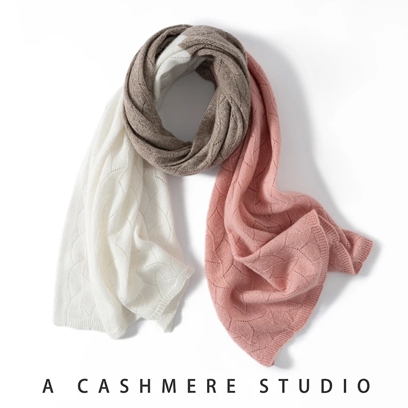 جودة عالية 100% الكشمير وشاح المرأة الشتاء الدفء شال محبوك أزياء من الدانتل يصل اللون منعت وشاح، لينة ومريحة