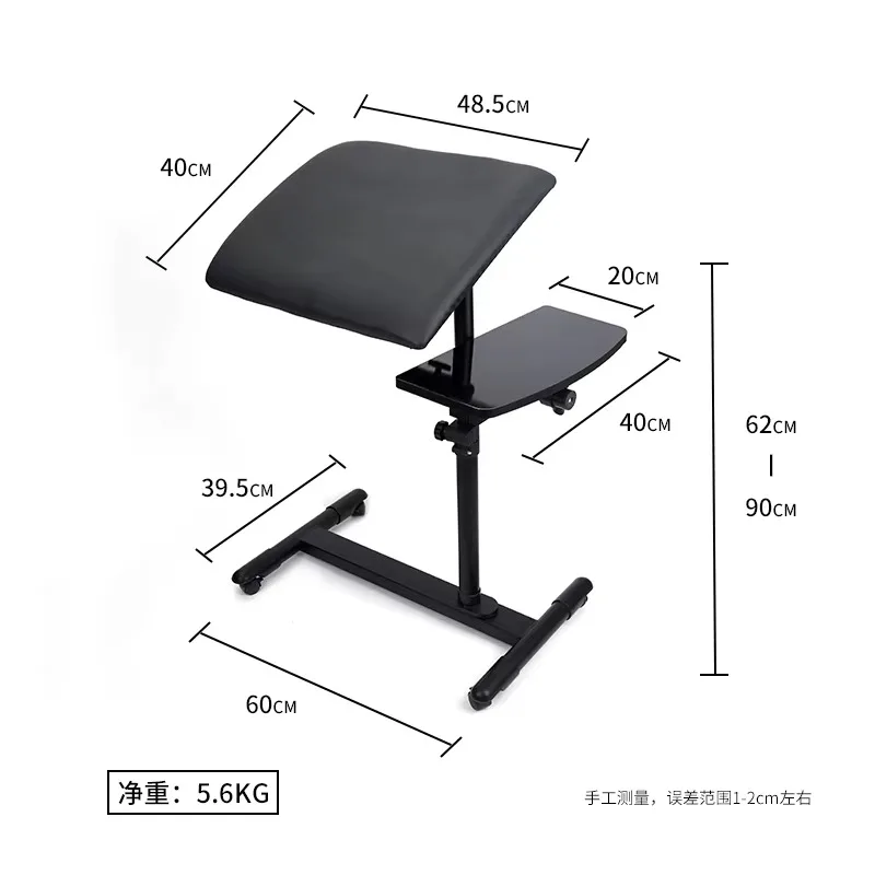 Heavy-duty double-layer stainless steel black tattoo arm rest with adjustable leg rest