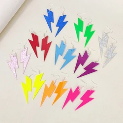 KUGUYS 6.5cm Lightning Drop Earrings Women Glitter Clear Neon Acrylic Classic Sample Jewelry Summer Accessories