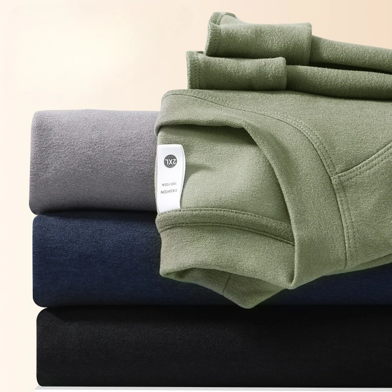 Men's Double-sided Thin Velvet Sweatshirt Spliced Shoulder Casual O‑Neck Tops Solid Color Fleece Warm Long‑Sleeve Pullovers