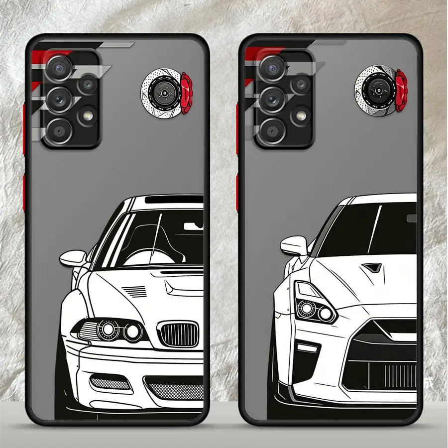 Phone Cover Case for Samsung Galaxy A14 A23 A53 A52S A72 A35 A56 A55 A16 A15 A73 A33 A17 A52 A34 A36 A54 JDM Sport Car