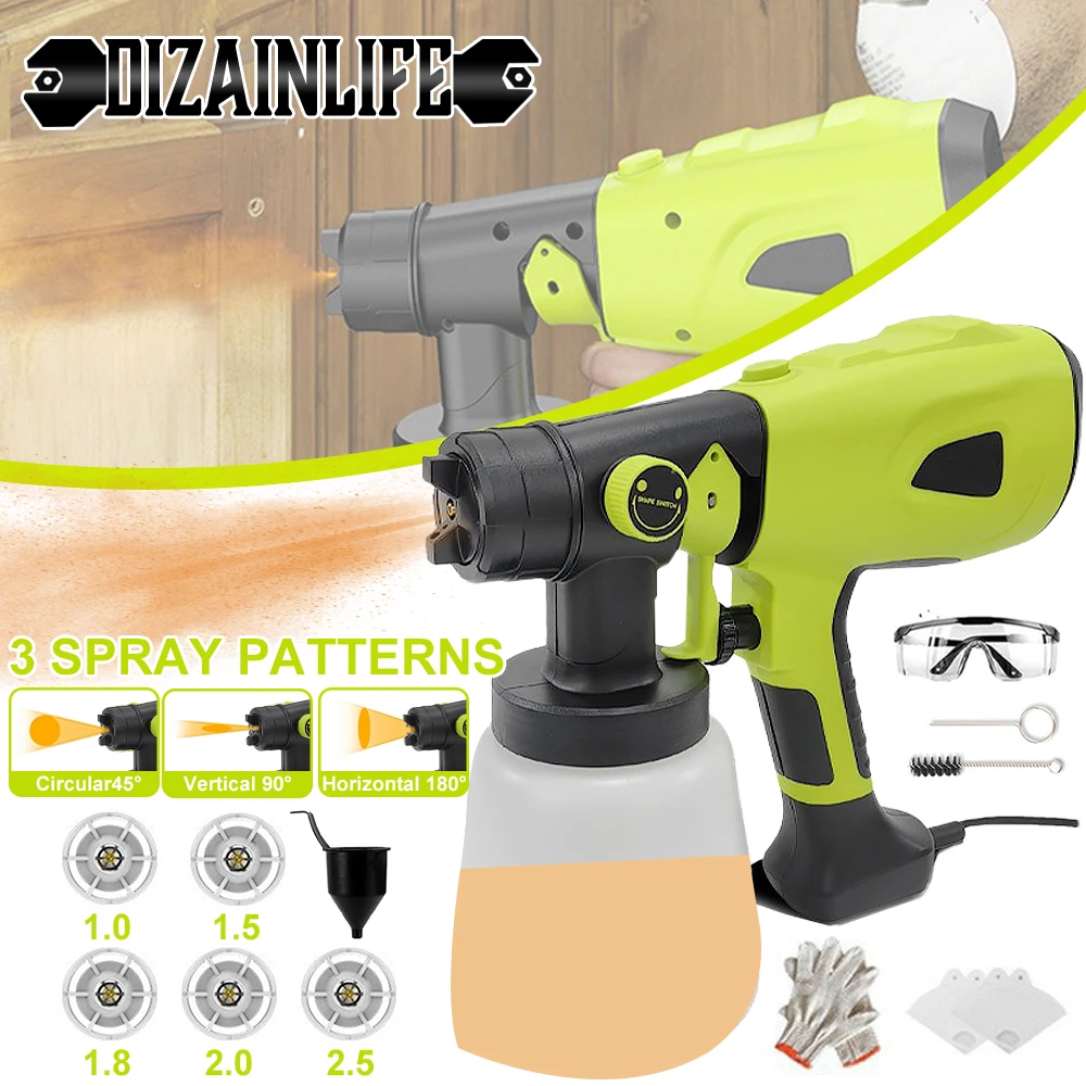 

EU Electric Spray Gun 800ML Household Paint Sprayer with Adjustable Spray Width Knob High Power Auto Furniture Coating Airbrush
