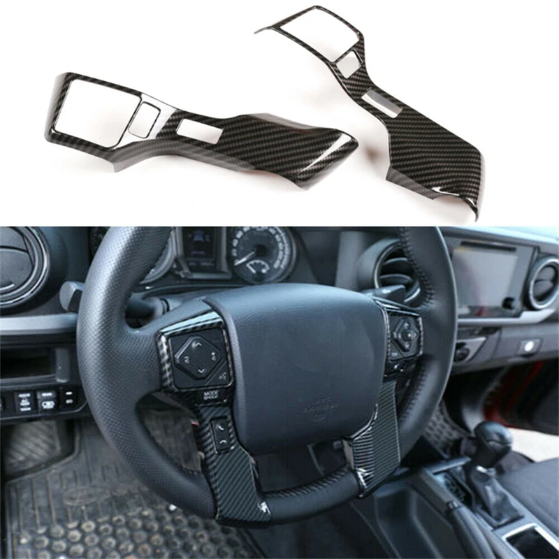 

Auto ABS Carbon Fiber Steering Wheel Button Cover Trim for Toyota Tacoma 2016-2020 Car Accessories