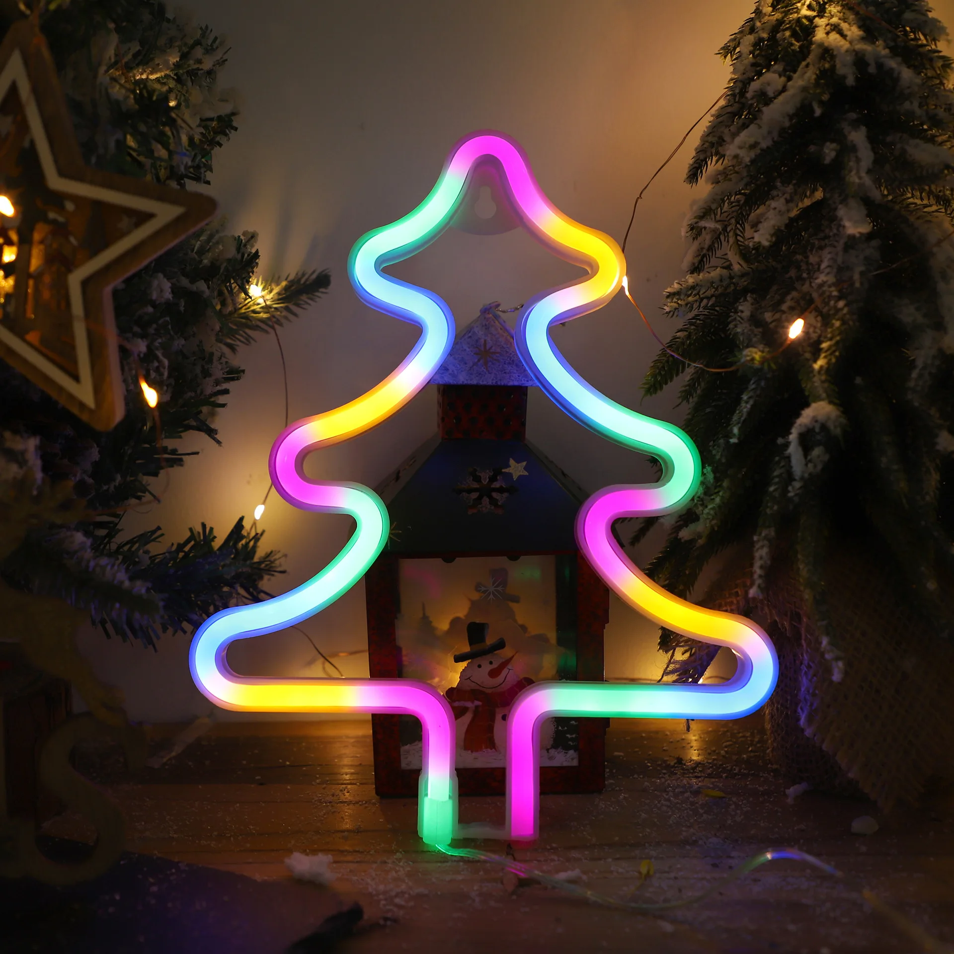 Neon Sign Lights Colorful Christmas Decoration LED Night Light for Bedroom Shop Hallowmas Xmas Party Wedding Decor Children Gift