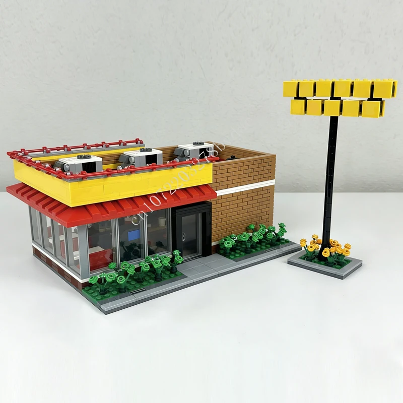 1394 Uds estación de casa de gofres MOC vista de calle creativa modelo de bloques de construcción arquitectura DIY juguetes de modelos educativos de ensamblaje