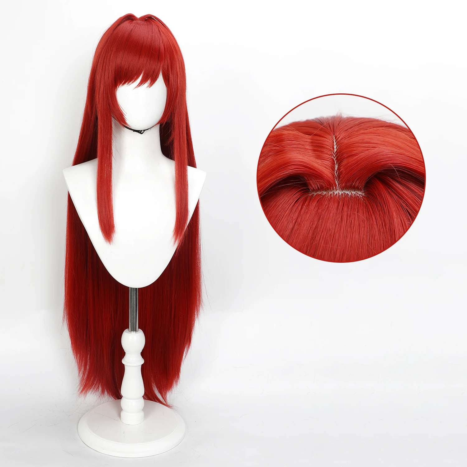 40inch Halloween Cosplay Wig NIKKE Game Inspired Long Straight Red Synthetic Hair Wig with Wig Cap