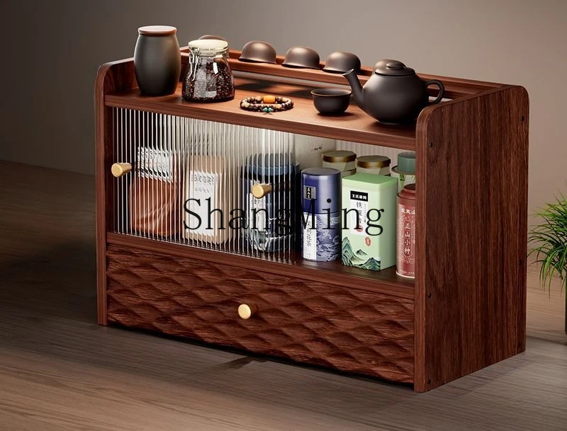 SM wood dust cup holder tea set storage cabinet kitchen desktop cup holder water cup multi-functional dining table rack