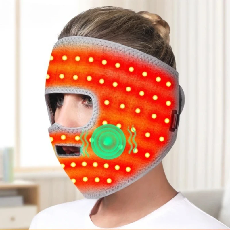 

Red Light Heat Massage Mask 3 Heat Settings Extra Large Face Heating Brace for Eyes Sinusitis Hormone Migraine Tension Headache