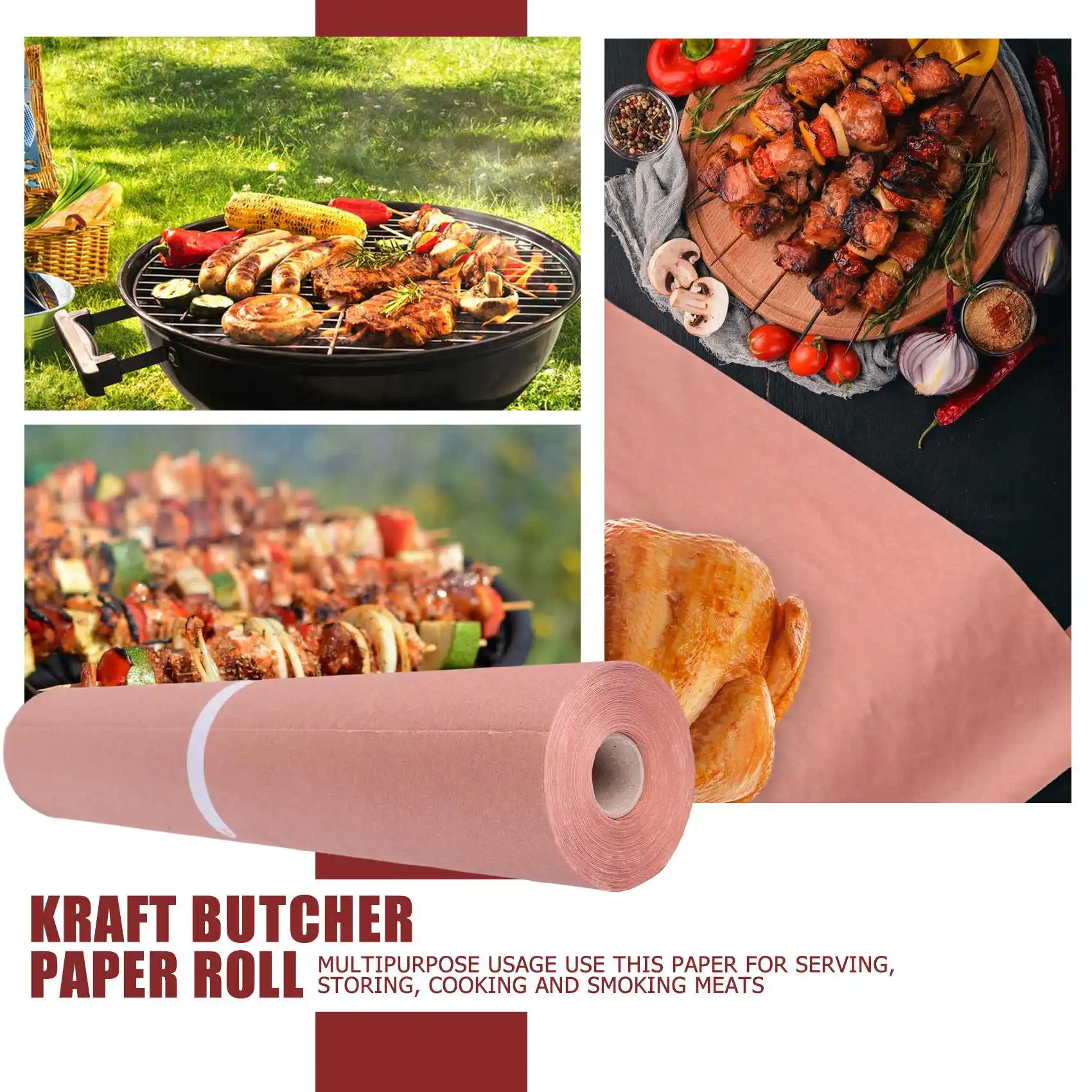 45.7cmx53. Pink Kraft Butcher Paper Roll Food Grade Peach Wrapping Paper for Smoking Meat of All Varieties