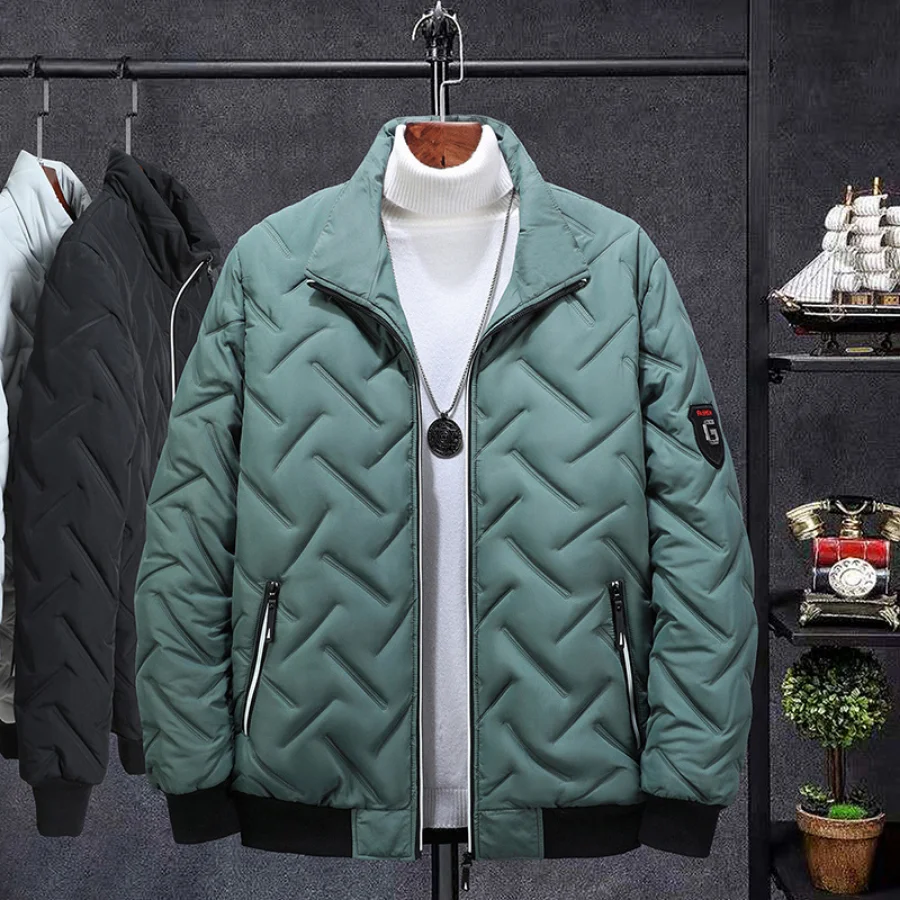 New Autumn Winter Jacket Men Cotton Padded Jacket Korean Fashion Streetwear Casual Jacket Men Stand Collar Coats Jackets 4XL 5XL