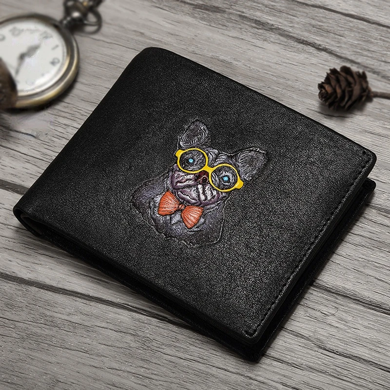 

Hand-painted men's wallet multi-functional high-end Money clip card bag fashion long and short Coin purses male gift