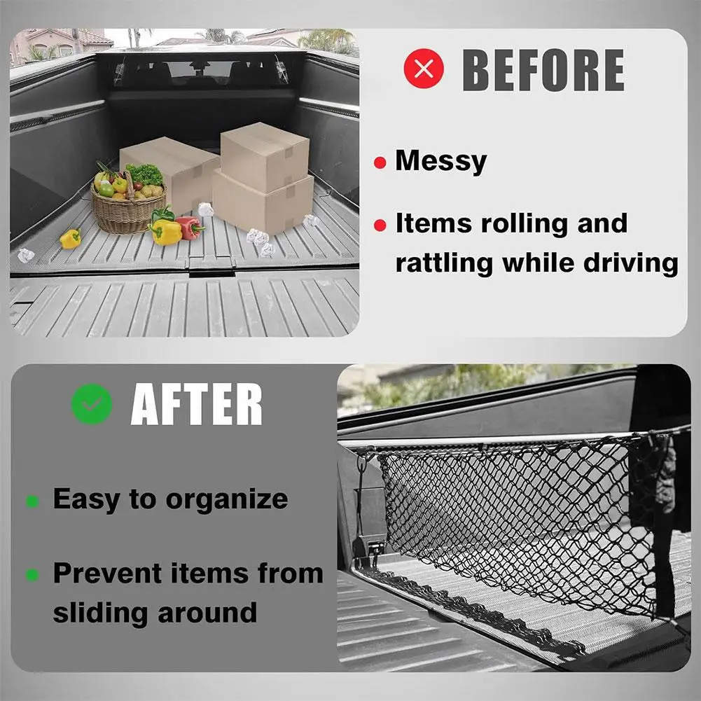 110cm Car Trunk Net Adjustable Elastic Rear Cargo Mesh Organizer with Hooks Universal Auto Accessories for Car SUV Truck Van