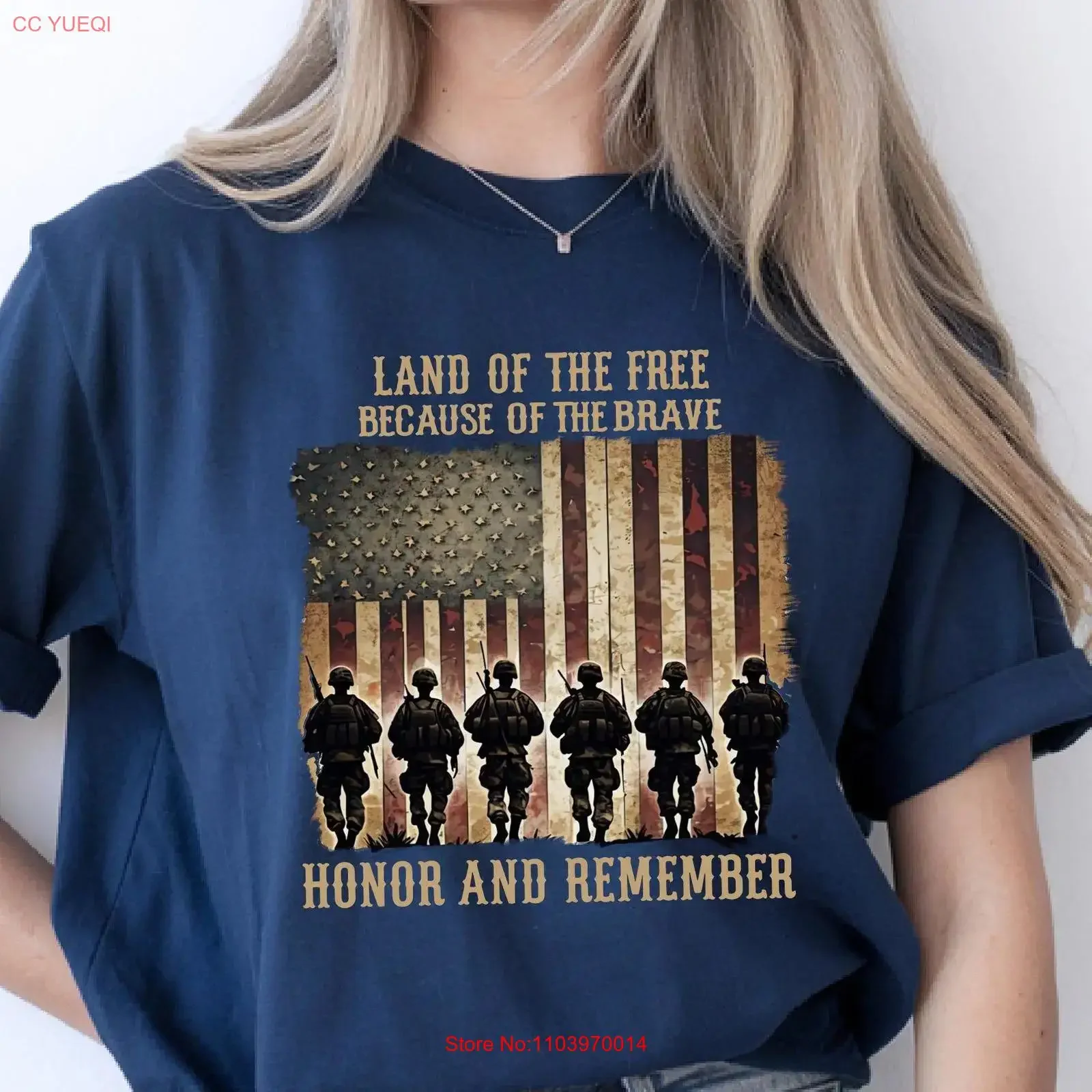 T-shirt Land of the Brave, motif drapeau américain, patriotique, vintage, légèrement délavé, style streetwear, polyvalent, doux