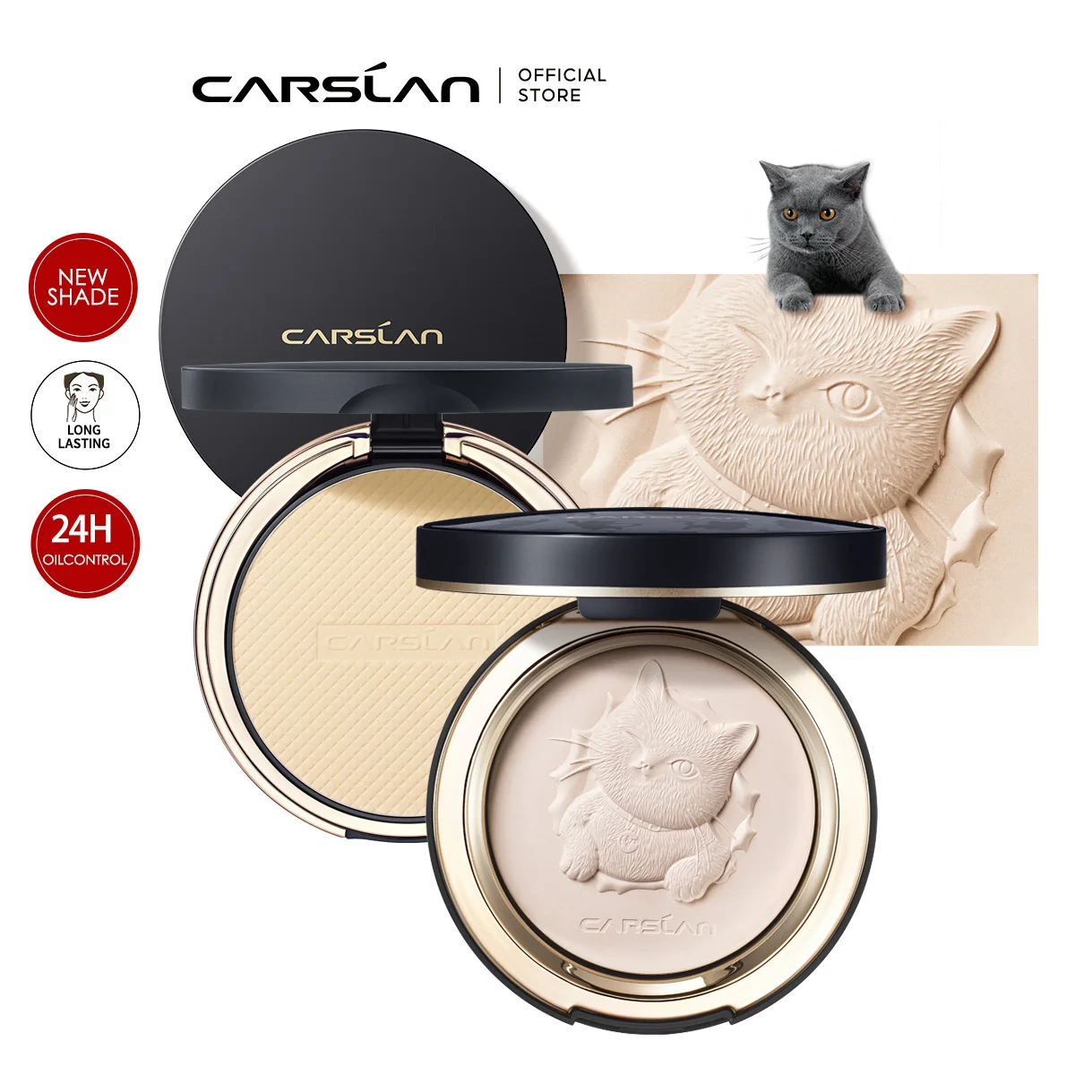 

CARSLAN 24H Oil Control Translucent Pressed Powder Compact Foundation Waterproof Concealer Loose Setting Power Face Makeup