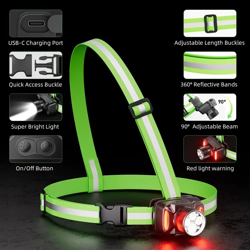 USB Rechargeable LED Running Vest with Bright Reflective Design Offering 500 Meter Visibility for Cycling Jogging Outdoor Safety