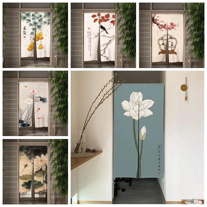 Chinese Traditional Painting Door Curatin Plum Blossom Jakaya Kitchen Bedroom Bathroom Door Decorative Linen