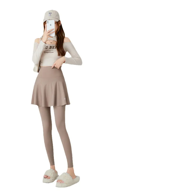 กางเกงโยคะเอวสูง ชุดฤดูใบไม้ร่วงสำหรับผู้หญิง กางเกงหนังอาร์คสกิน กระชับหน้าท้อง ยกกระชับสะโพก สามารถตัดได้ทุกจุด ใส่เป็นเสื้อนอกได้