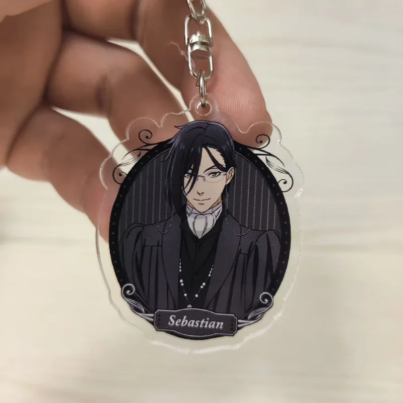 Hot Anime Black Butler Figures Sebastian Michaelis Gregory Violet Acrylic Key Chains Ciel Phantomhive Bag Decor Pendant Keyrings