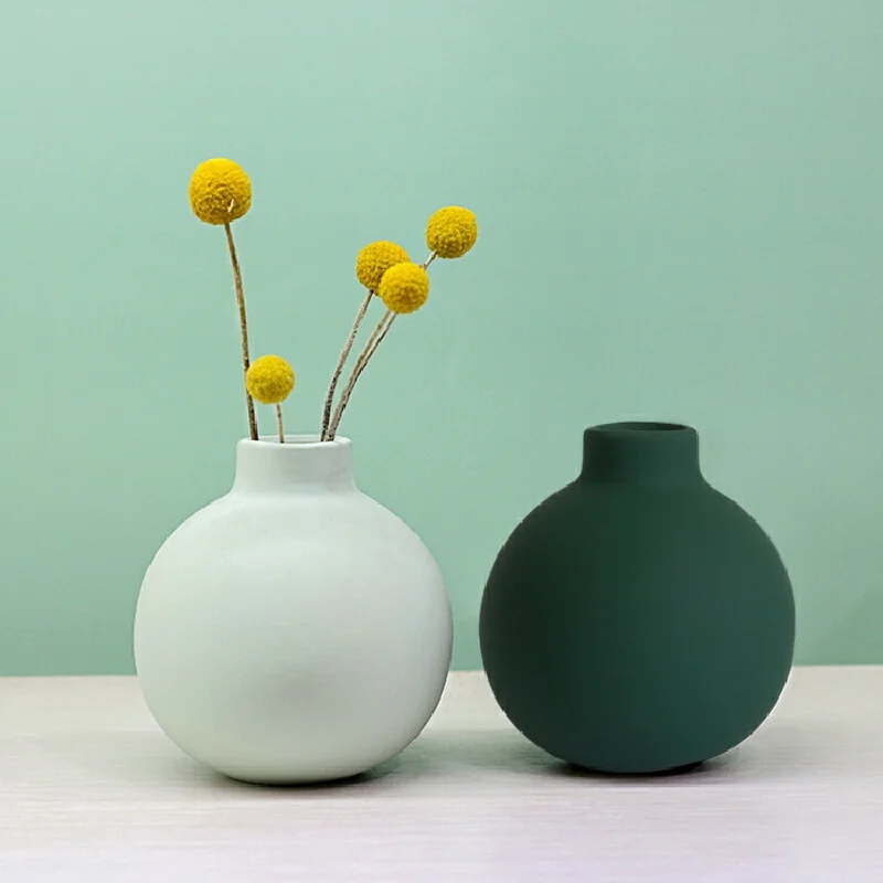 Home Decorations Nordic Ceramic Vase Morandi Matte Dry Flower Arrangement Container Home Hotel Desktop Tabletop Decor Ornament