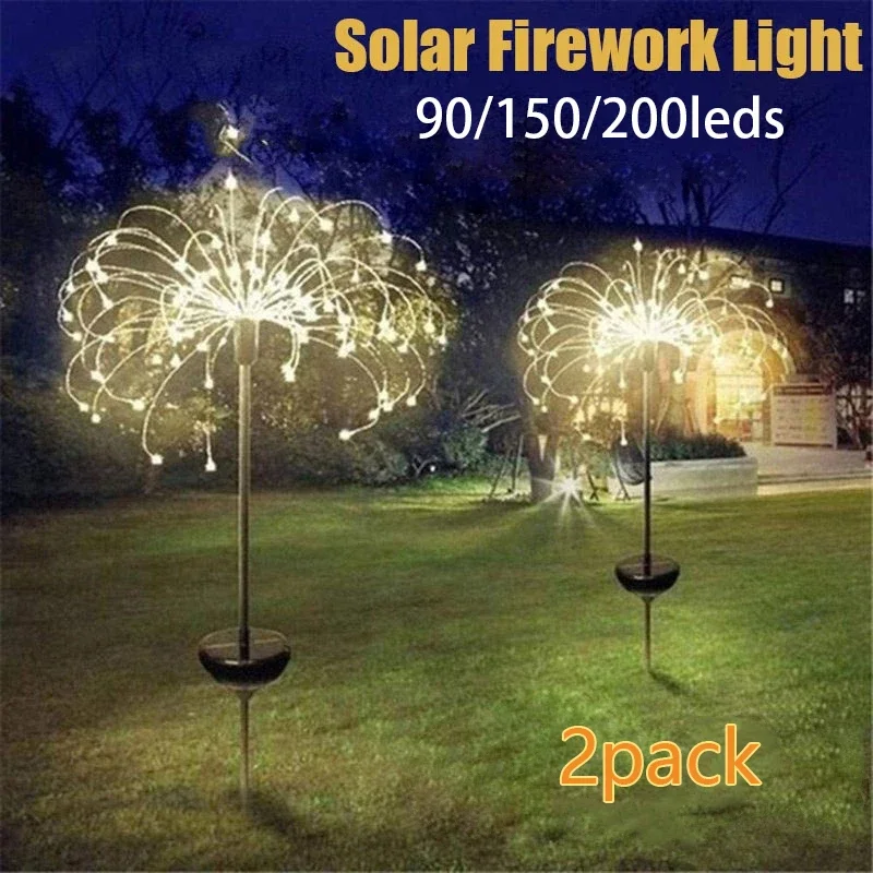 

Solar Fireworks Lamp Outdoor Grass Globe Dandelion Flash String Fairy lights 90 /120/150/200 LED For Garden Lawn Holiday Light