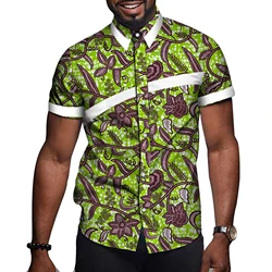 African Men Clothes Bazin Riche Print Causal Party Men Short Sleeve Tops Tees Shirt Dashiki Ankara Clothing Summer WYN714