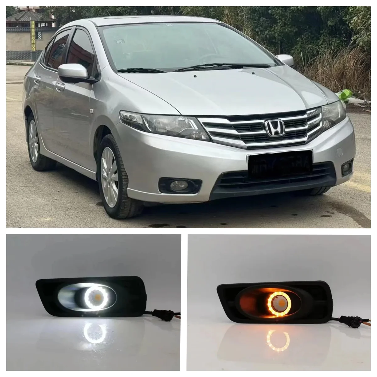 

LED Fog Lights Assembly For Honda City 2012 2013 2014 Dual Color Angel Eye Daytime Running Lights Fog Lamp Accessories Kits