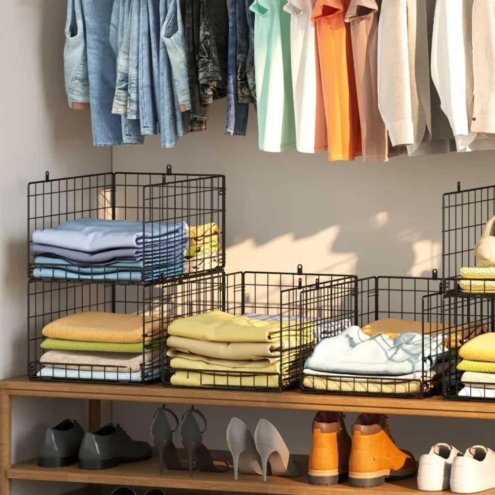 4 عبوات من منظمات الخزانات وأرفف تخزين للملابس والمطبخ، حاوية سلة تخزين قابلة للتكديس مكونة من 4 طبقات #2