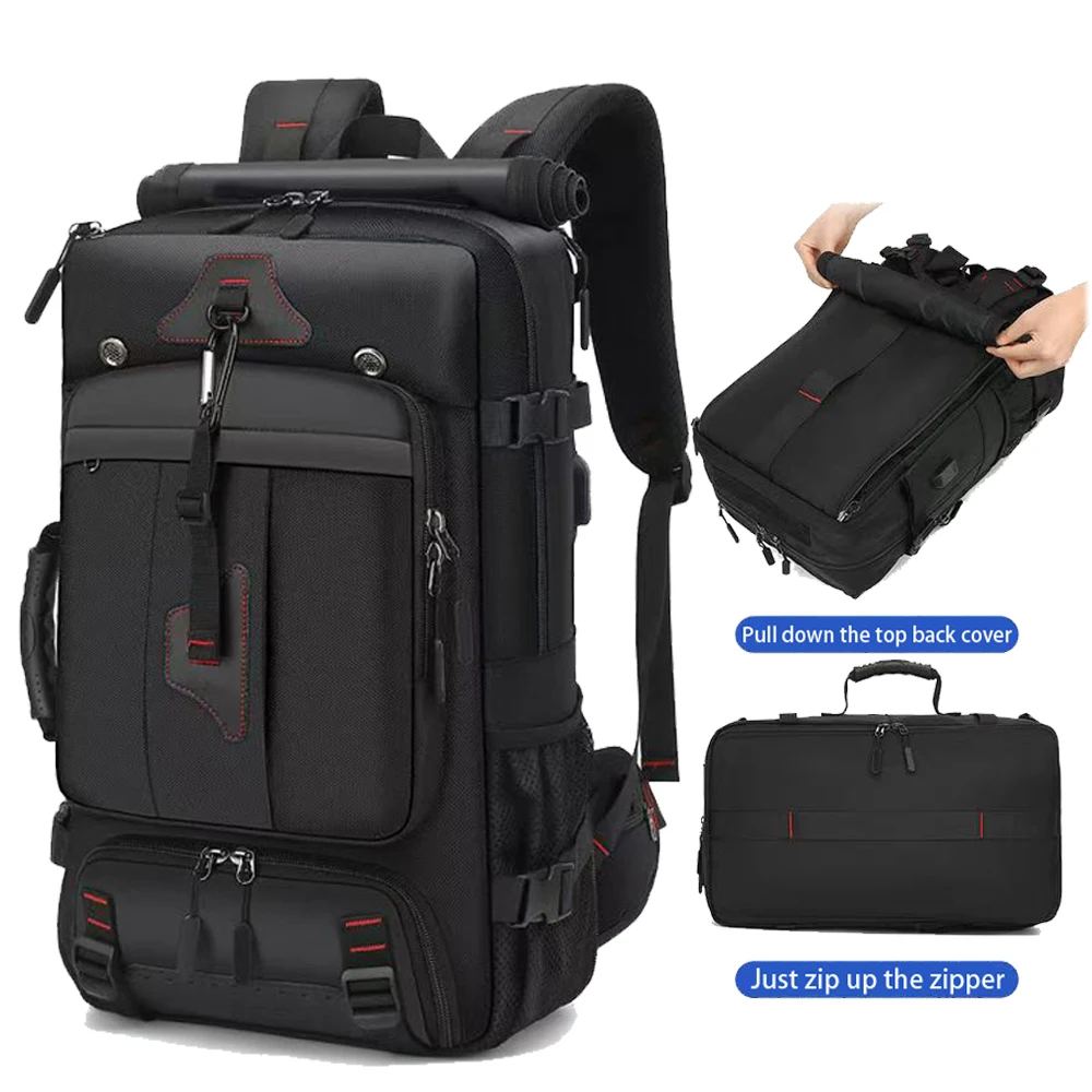 Men's and Women's Travel Backpacks, 60-70 Liter Oversized Backpack, Durable Convertible Travel Bag, with Shoe Compartment