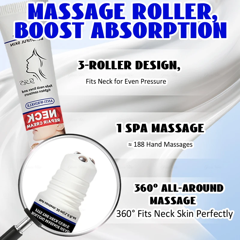 Roll-on Neck Cream with Collagen for Moisturizing, Nourishing, and Smoothing Neck Skin; Anti-wrinkle and Lifting