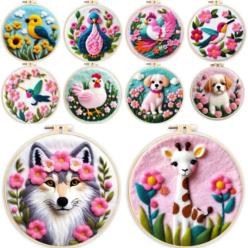

Funny Wool Felt Painting Embroidery Kit For Beginners Adult Wool Needle Felt Craft Kits Animal Felting Kits Living Room Decor