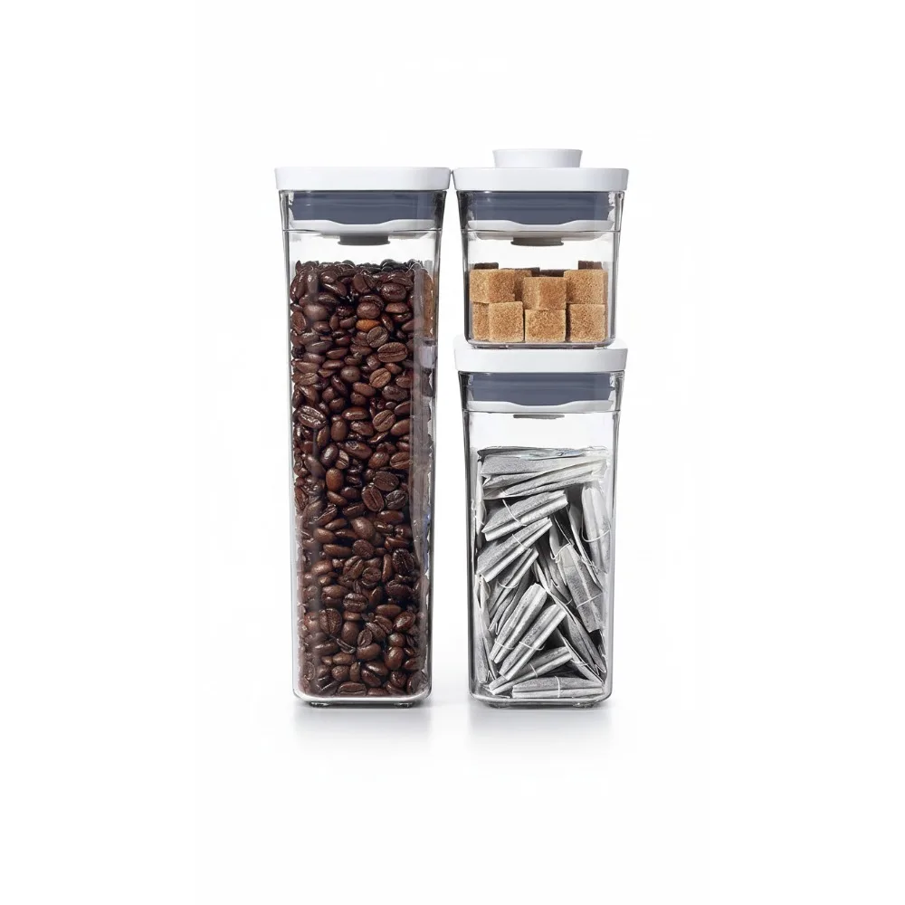 

3-Piece Airtight Food Storage Container Set - Stackable, Dishwasher Safe for Kitchen Organization