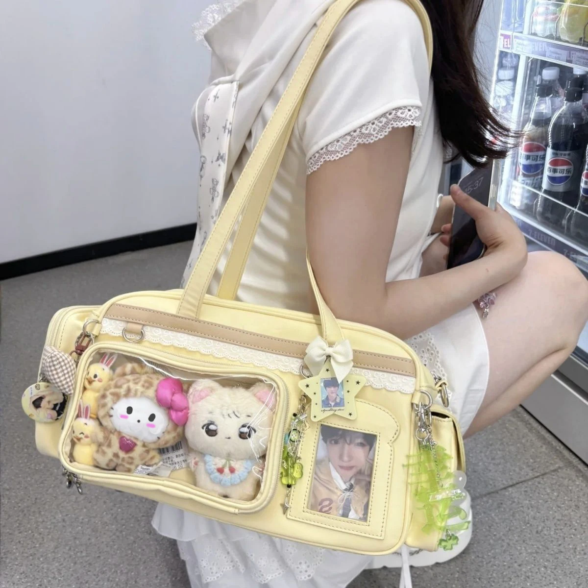 

Richme Y2K Women Ita Bags 2025 Dopamine Concert DIY Anime Badge Idol Card Tote Bag Designer Subculture PU Shoulder Bolso Mujer
