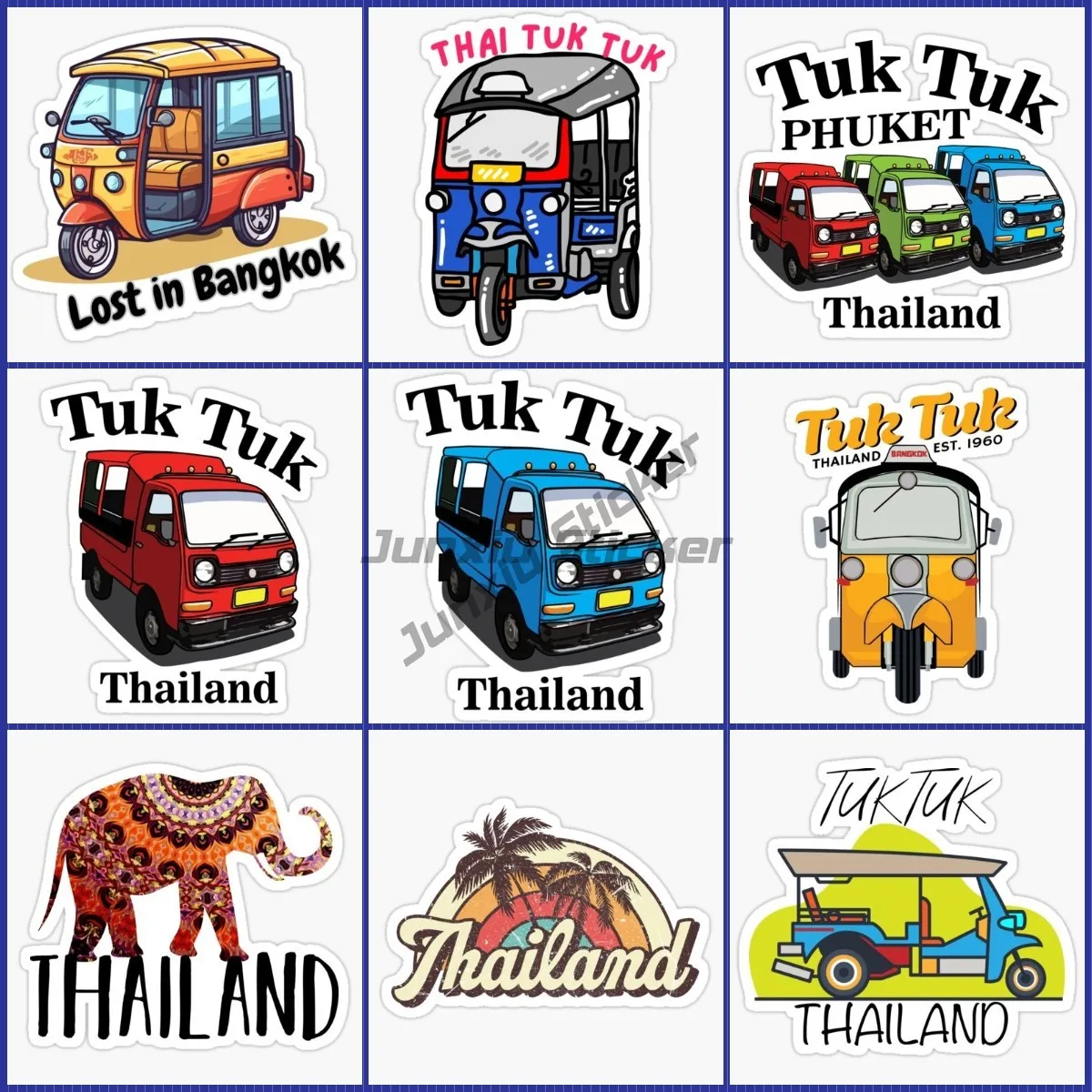 

Thailand Tuktuk Car Sticker JDM Self Adhesive PVC High Quality Material Sun Protection and Waterproof Decal
