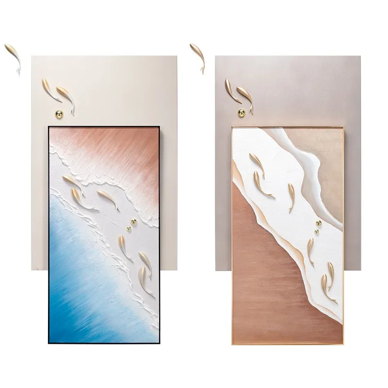 

Modern, light luxury, home entry, entrance, decorative painting 3d three-dimensional, relief, pure hand-painted
