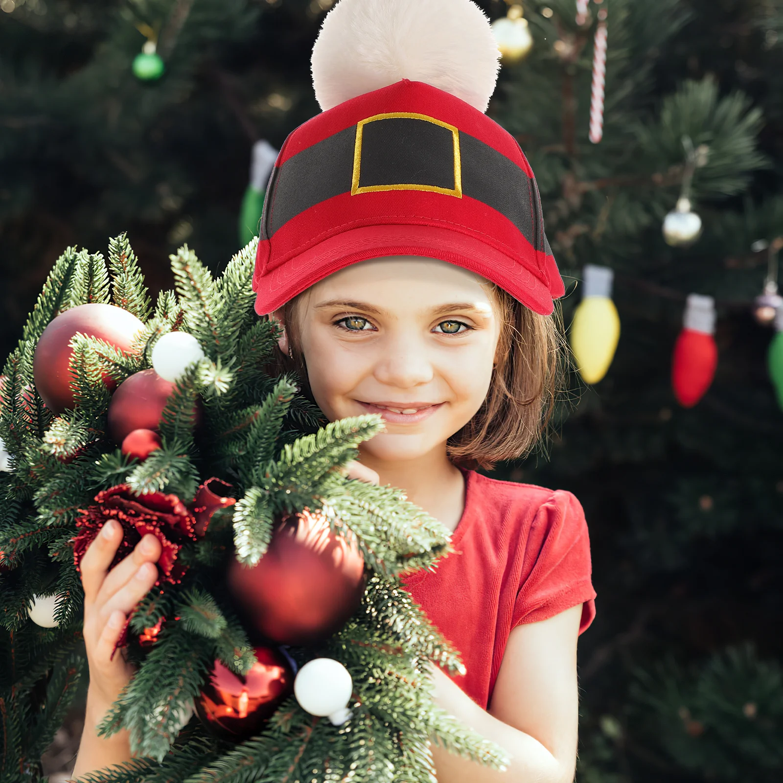 

Christmas Baseball Hat Red Nylon Adjustable Decorative Holiday Party Accessory For Women Men Santa Cap